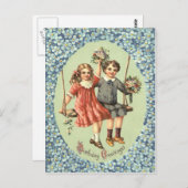 Leuke Kinderen Swing Boeket Bloemen Briefkaart (Voorkant / Achterkant)