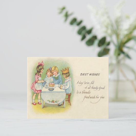 Leuke Kinderen Verjaardag Party Cake Uitnodiging Briefkaart (Staand voorkant)