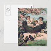 Leuke kinderen vogel nestboom briefkaart (Voorkant / Achterkant)