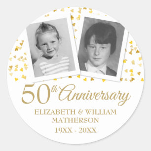 Leuke kinderfoto's gouden huwelijksjubileum ronde sticker