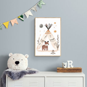 Leuke kinderkamer Bohemian Camping Scene Poster