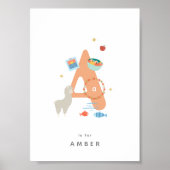 Leuke kinderkamer gepersonaliseerd alfabet letter  poster (Voorkant)