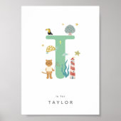 Leuke kinderkamer gepersonaliseerd alfabet letter  poster (Voorkant)