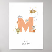 Leuke kinderkamer gepersonaliseerd alfabet letter poster (Voorkant)