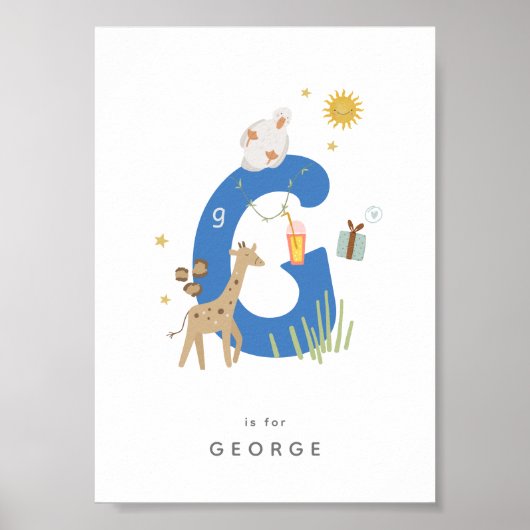 Leuke kinderkamer gepersonaliseerd alfabet letter poster (Voorkant)