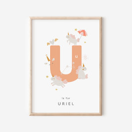Leuke kinderkamer gepersonaliseerd alfabet letter  poster