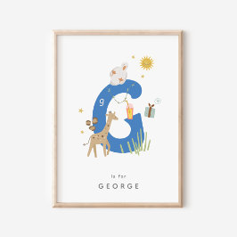 Leuke kinderkamer gepersonaliseerd alfabet letter  poster
