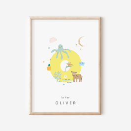 Leuke kinderkamer gepersonaliseerd alfabet letter  poster