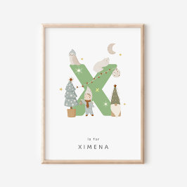 Leuke kinderkamer gepersonaliseerd alfabet letter  poster