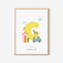 Leuke kinderkamer gepersonaliseerd alfabet letter  poster