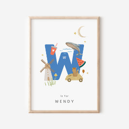 Leuke kinderkamer gepersonaliseerd alfabet letter  poster