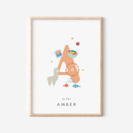 Leuke kinderkamer gepersonaliseerd alfabet letter  poster