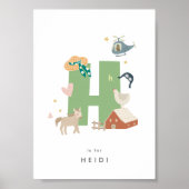 Leuke kinderkamer gepersonaliseerd alfabet letter  poster (Voorkant)