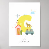 Leuke kinderkamer gepersonaliseerd alfabet letter  poster (Voorkant)