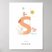 Leuke kinderkamer gepersonaliseerd alfabet letter  poster (Voorkant)