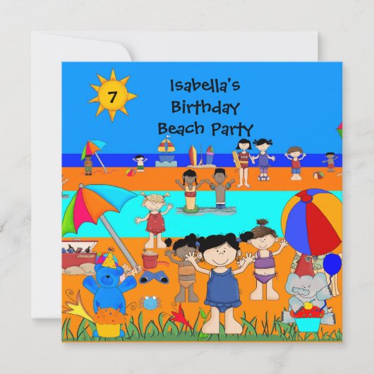 Leuke kinderverjaardag Strandfeestje Kaart (Voorkant)