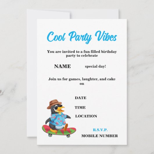 Leuke kinderverjaardagsfeestje kaart (Voorkant)