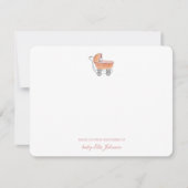 Leuke  kinderwagen Baby meisje Flat Dank u Bedankkaart (Voorkant)