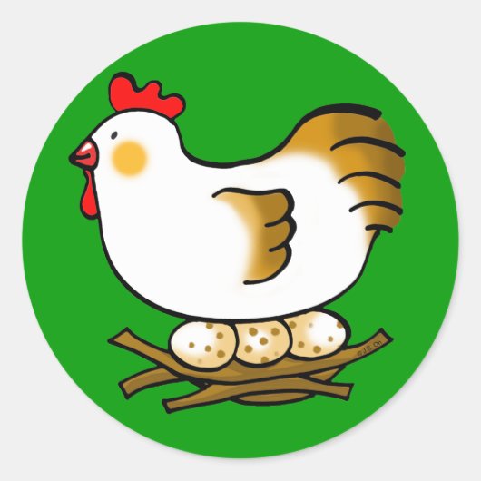 Leuke kip en eieren ronde sticker (Voorkant)