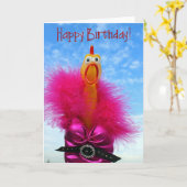 Leuke kip Happy Birthday Wenskaart! Kaart (Gele Bloem)