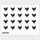 Leuke Kip met Roze Hart Ronde Sticker (Vel)