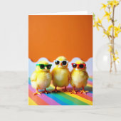 Leuke Kippen Fun Sunshine Kaart (Gele Bloem)