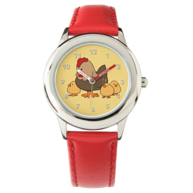 Leuke Kippen kinderen horloges (Voorkant)