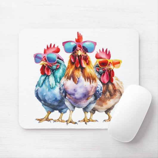 Leuke kippen met zonnebril muismat (Met muis)