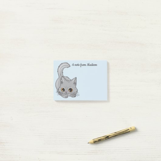 Leuke Kitten aangepaste naam & kleur notities Post-it® Notes (Op bureau)