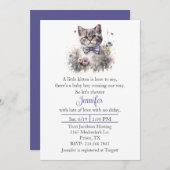 Leuke Kitten Boys Baby shower Invitation Kaart (Voorkant / Achterkant)