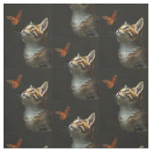 Leuke Kitten Butterfly Zwarte Achtergrond Stof (Swatch)
