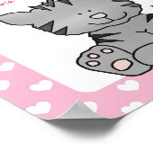 Leuke kitten en harten Eten en Drinken Baby shower Poster (Hoek)
