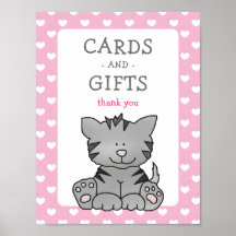 Leuke kitten en harten Kaarten en geschenken Baby