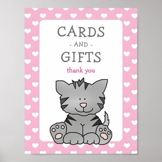Leuke kitten en harten Kaarten en geschenken Baby Poster (Voorkant)