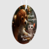 Leuke kitten en puppy dierenarts kerst ornament (voorkant)