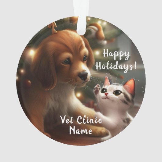 Leuke kitten en puppy dierenarts kerst ornament (achterkant)