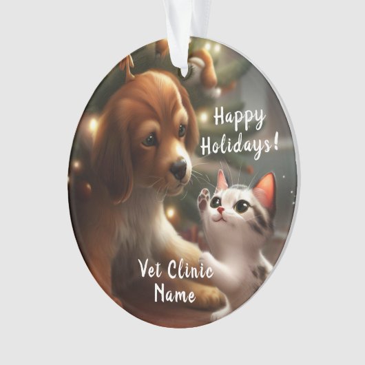 Leuke kitten en puppy dierenarts kerst ornament (voorkant)