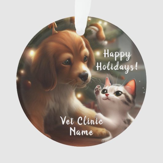 Leuke kitten en puppy dierenarts kerst ornament (voorkant)