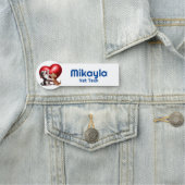 Leuke kitten en puppy en hart naamplaatje (In situ)