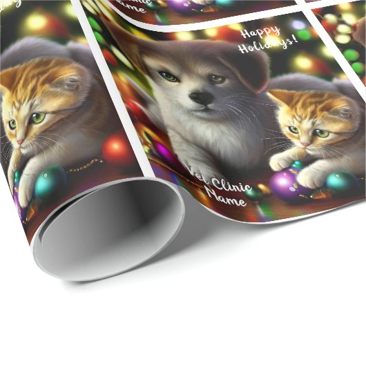 Leuke kitten en puppy kerst cadeaupapier (Rol Hoek)