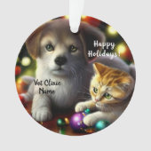 Leuke kitten en puppy kerst ornament (voorkant)