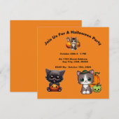 Leuke kitten Halloween Feestuitnodigingen, Hallowe Kaart (Voorkant / Achterkant)