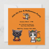 Leuke kitten Halloween Feestuitnodigingen, Hallowe Kaart (Voorkant)