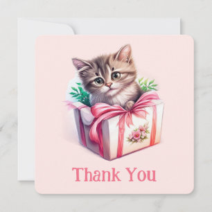 Leuke kitten in een doos Verjaardagscadeau Bedankkaart