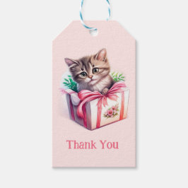 Leuke kitten in een doos Verjaardagscadeau Cadeaulabel