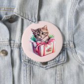 Leuke kitten in een doos Verjaardagscadeau Ronde Button 4,0 Cm (In situ)