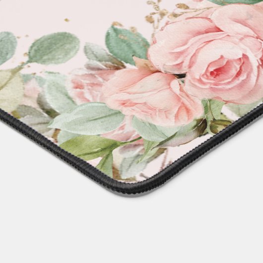 Leuke kitten kat in Cup Blush Roze Rozen Bloemen Bureaumat (Hoek)