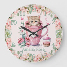 Leuke kitten kat in Cup Blush Roze Rozen Bloemen