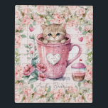 Leuke kitten kat in Cup Blush Roze Rozen Bloemen Puzzel<br><div class="desc">Deze legpuzzel heeft een super schattig tabby kitten in een roze beker en mooie blush roze bloemetjes. Het maakt een perfect gepersonaliseerd cadeau voor elke kattenliefhebber. Optie om het te personaliseren met een naam of een initiaal, gewoon verwijderen als het niet nodig is. Klik op de knop "Bewerken met ontwerpgereedschap"...</div>