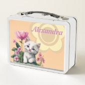 Leuke kitten metalen lunchbox (Achterkant)